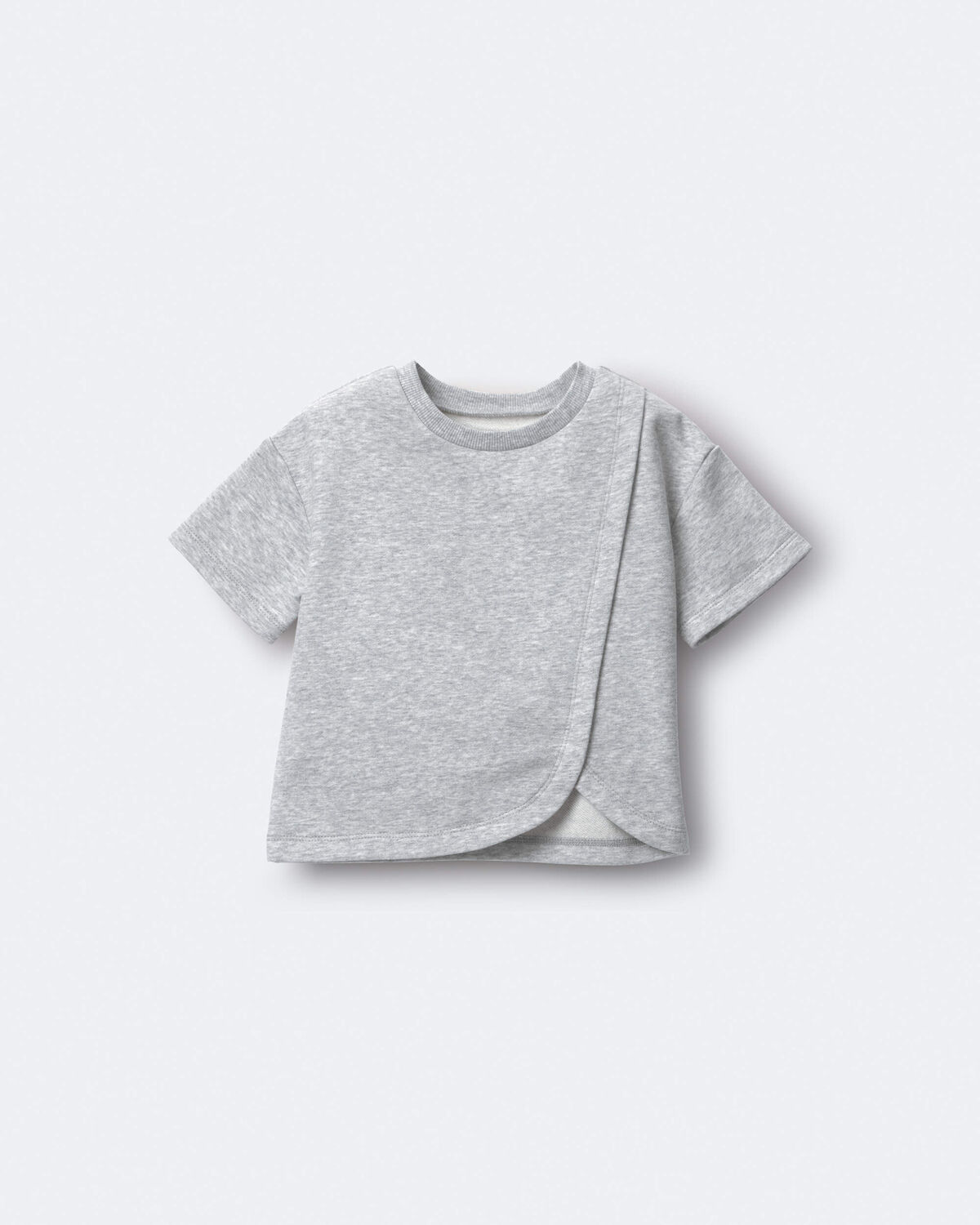 Toddler Girl French Terry Dolphin-Hem Top - Heather Grey - Image 2