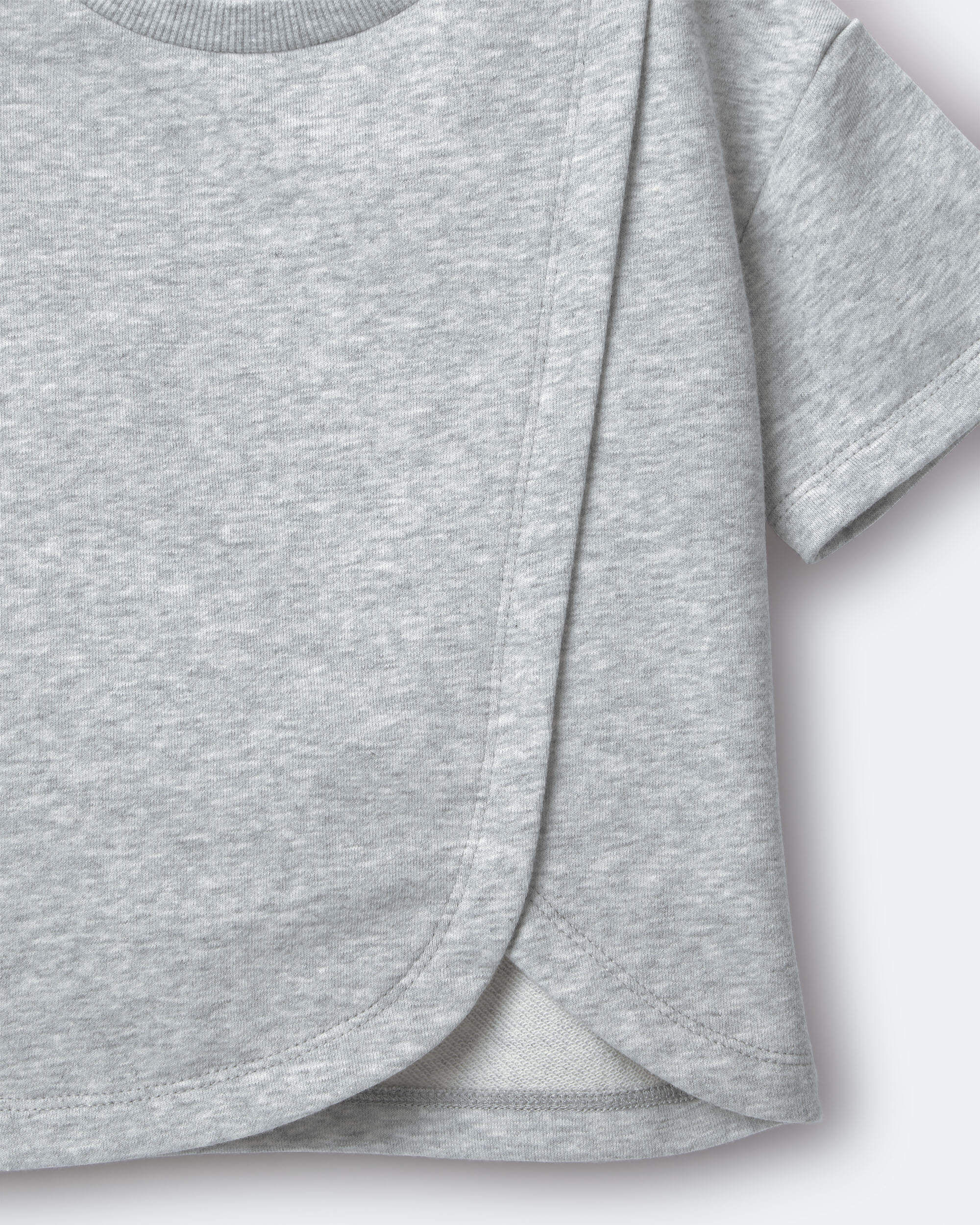 Toddler Girl French Terry Dolphin-Hem Top - Heather Grey - Image 6