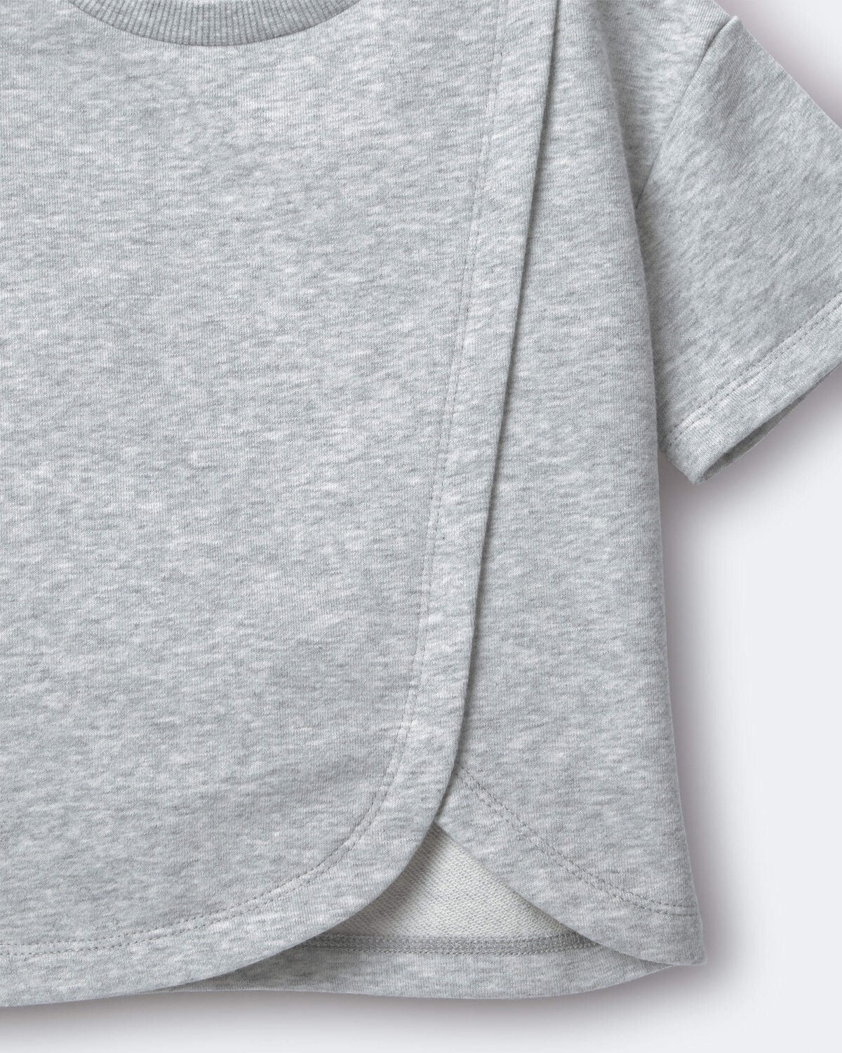 Toddler Girl French Terry Dolphin-Hem Top - Heather Grey - Image 5
