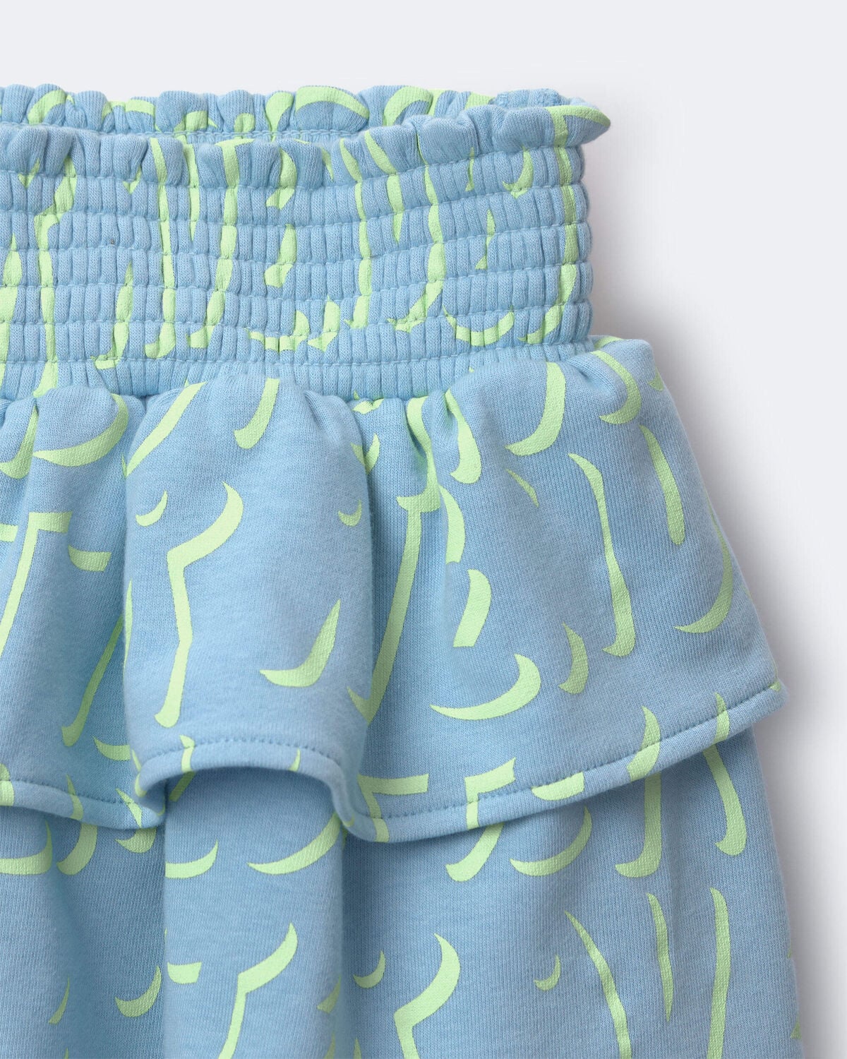 Toddler Girl Smocked Tiered Skirt in Otter Avenue Print - Light Blue/Lime Green - Image 5