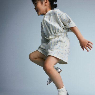 Toddler Girl Flowy Romper in Otter Avenue Print - Cream
