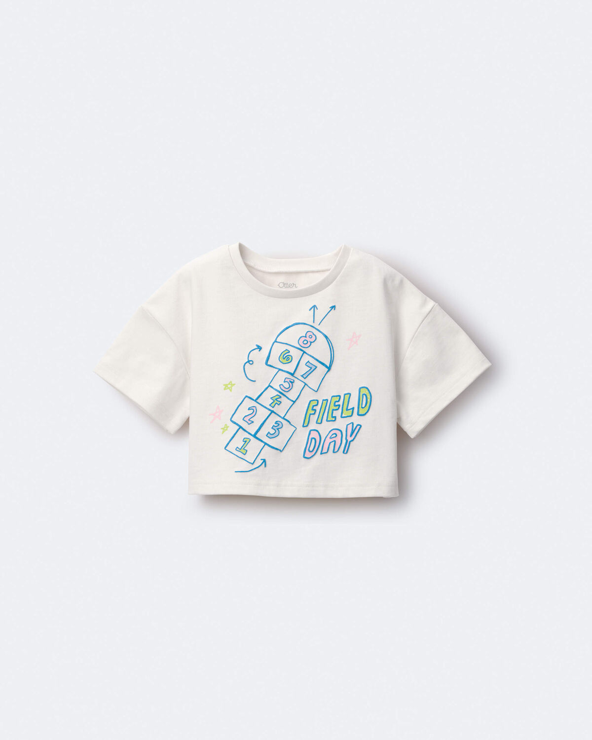Toddler Girl 'Field Day' Breezy Top in Hopscotch Print - Cream - Image 2