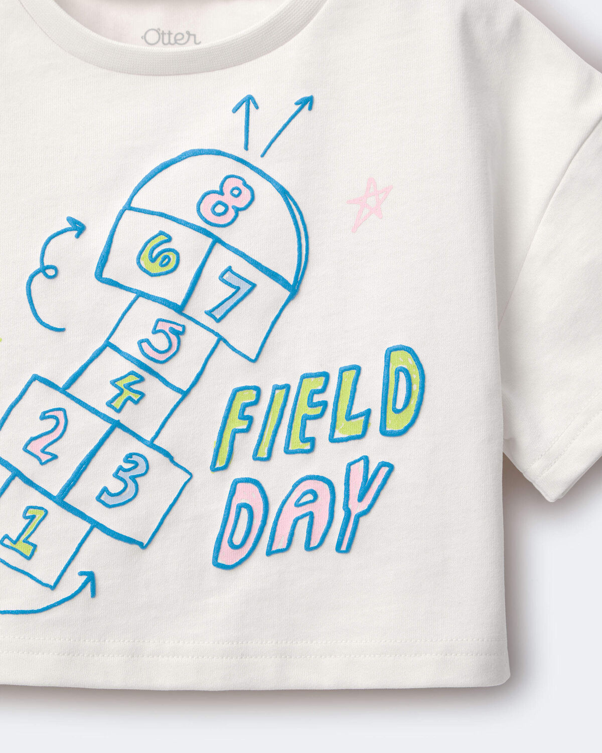 Toddler Girl 'Field Day' Breezy Top in Hopscotch Print - Cream - Image 6