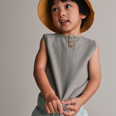 Toddler Boy Henley Tank - Grey