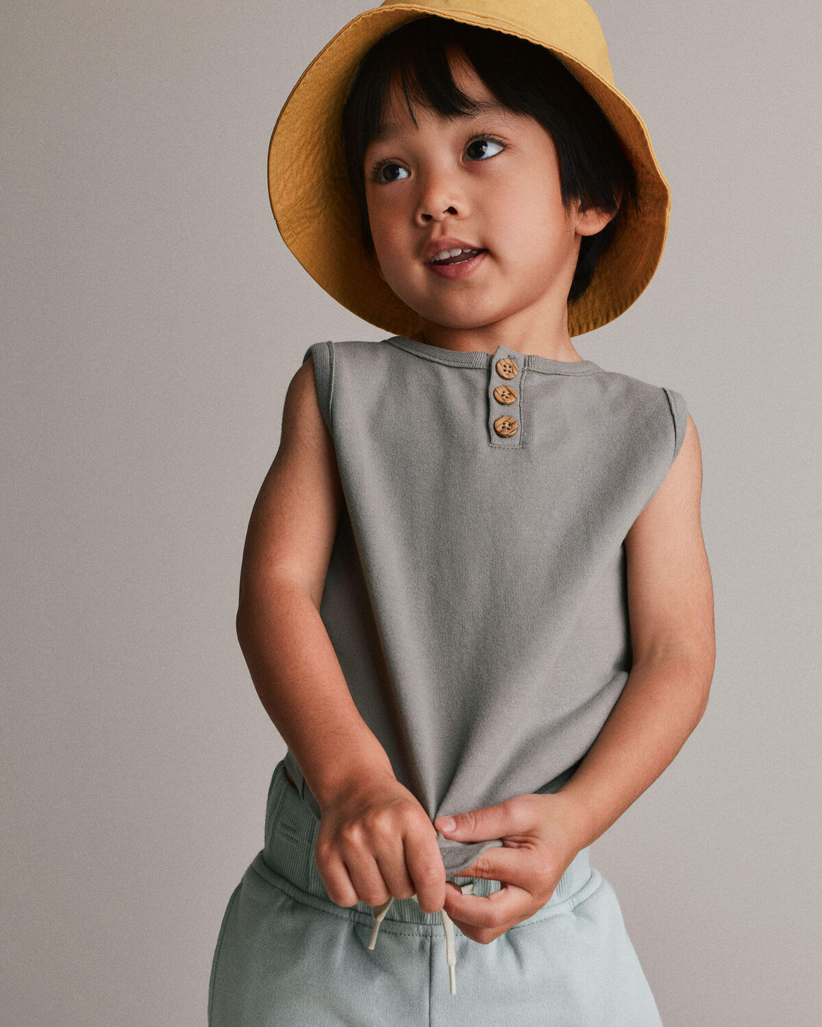 Toddler Boy Henley Tank - Grey