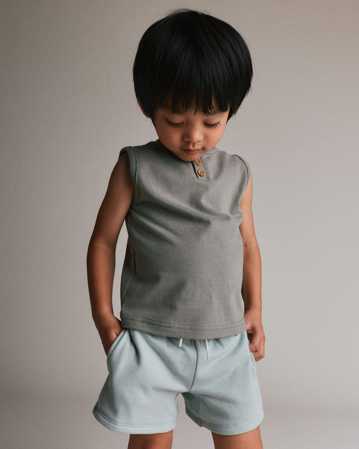 Toddler Boy Henley Tank - Grey - Image 4