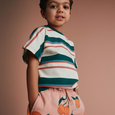 Toddler Dolman Tee in Stripes - Green/Cream