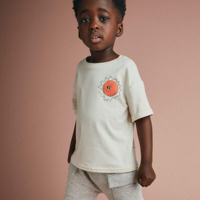 Toddler 'Funny Sunny' Rolled Cuff Tee - Cream