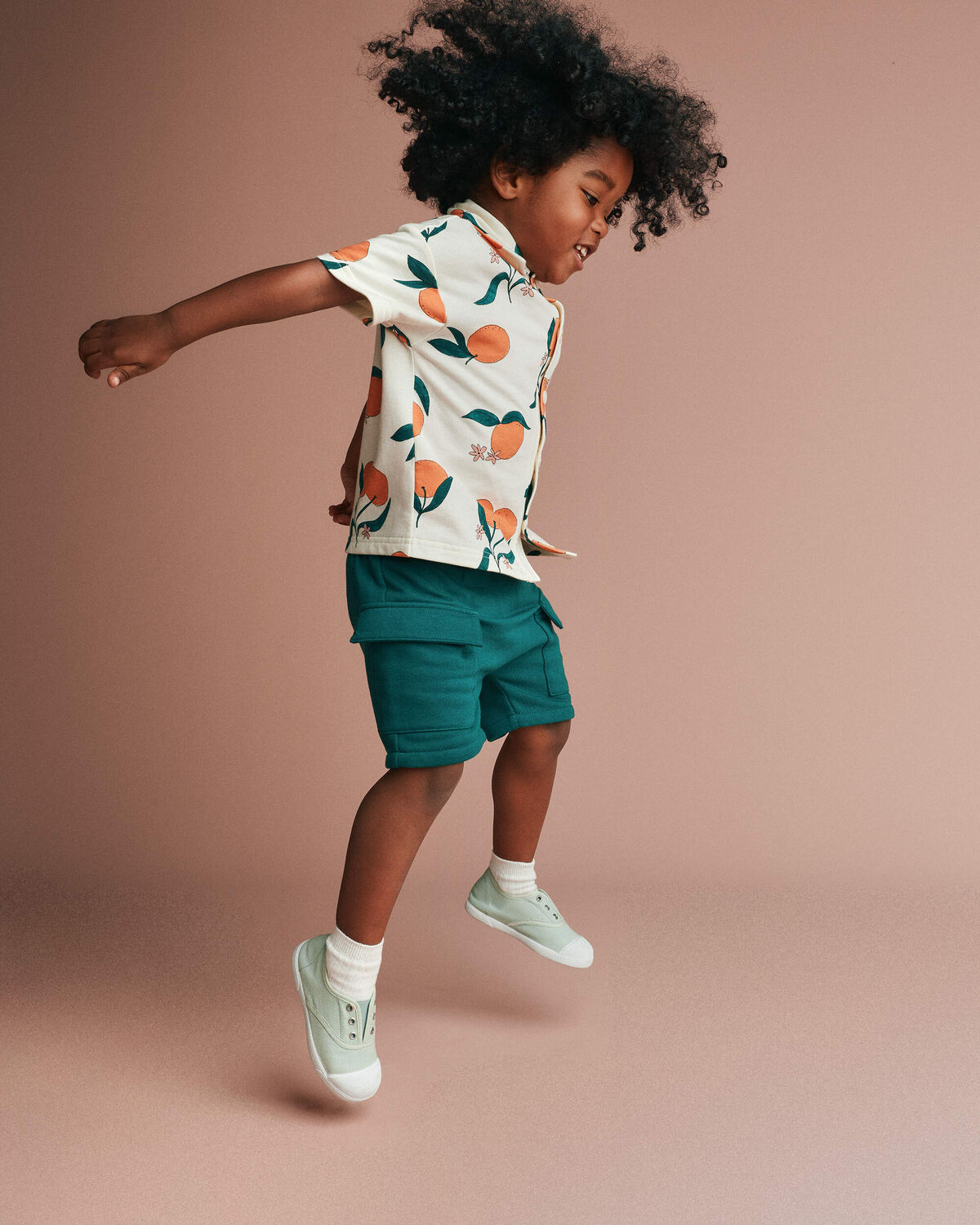 Toddler Boy French Terry Cargo Shorts - Green - Image 3