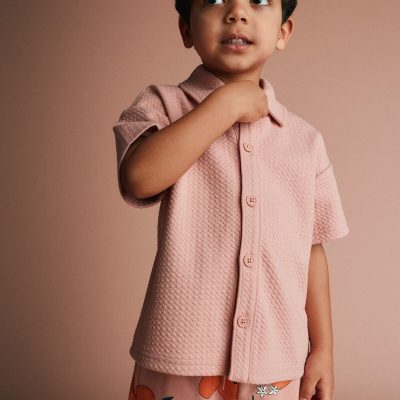 Toddler Boy Button-Down Short-Sleeve Shirt - Light Pink