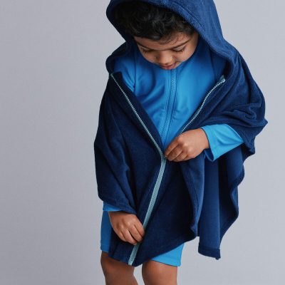 Toddler French-Terry Hooded Poncho Towel - Navy