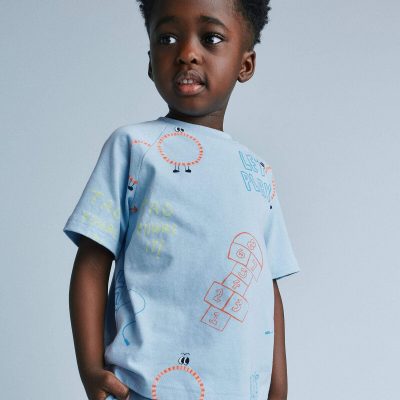 Toddler 'Let's Play' Raglan Relaxed Tee - Light Blue