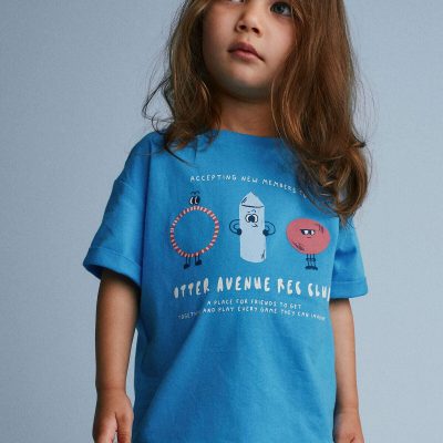 Toddler 'Recreation Club' Rolled Cuff Tee - Blue