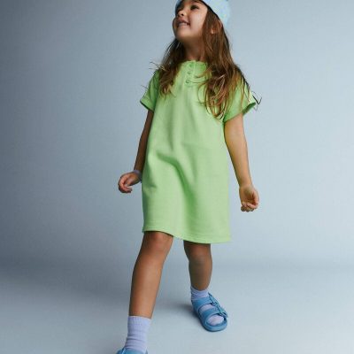 Toddler Girl Henley T-Shirt Dress - Lime Green