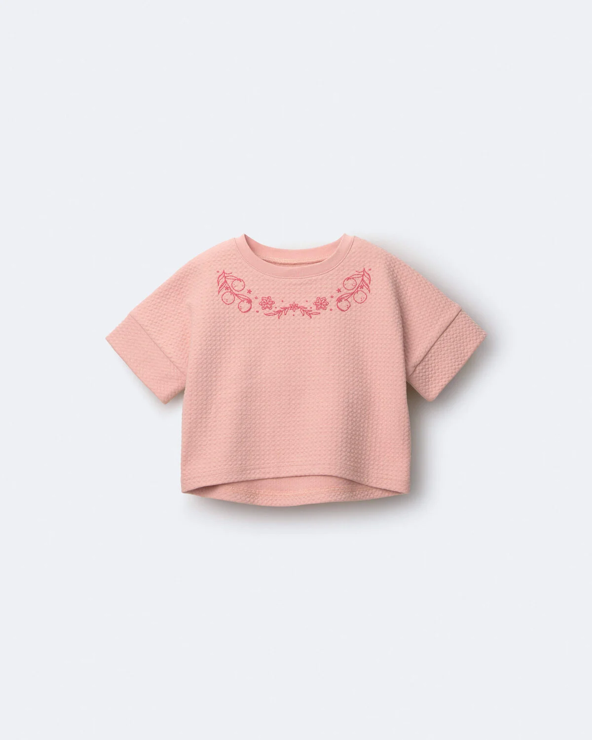 Toddler Girl High-Low Bubble Dolman Tee - Light Pink - Image 2