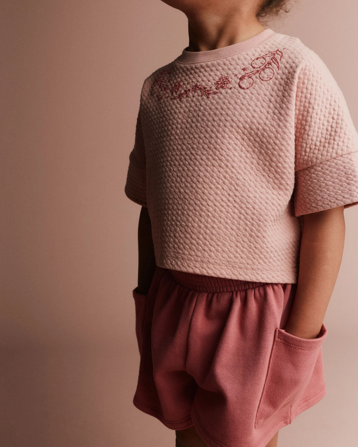 Toddler Girl High-Low Bubble Dolman Tee - Light Pink - Image 3
