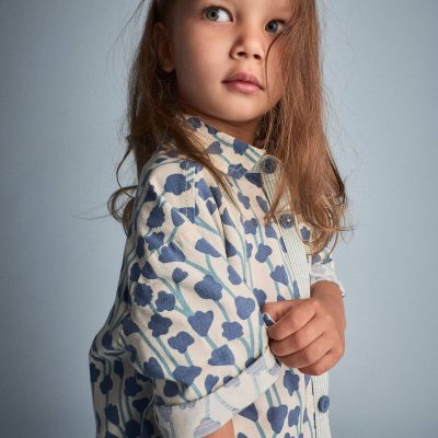 Toddler Boy Button-Down Short-Sleeve Shirt in Wildflower Print - Cream