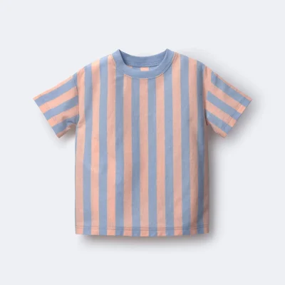 Toddler Boy Relaxed Tee in Stripes - Blue/Pink