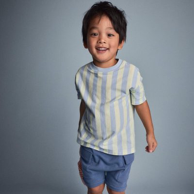 Toddler Boy Relaxed Tee in Stripes - Blue/Yellow