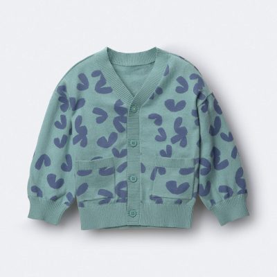 Toddler Cardigan with Avenue Pockets in Abstract Print - Teal
