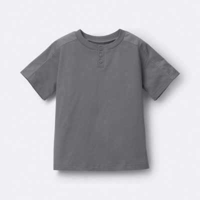 Toddler Boy Henley Tee - Dark Grey