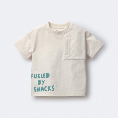 Toddler Boy 'Fueled By Snacks' Zipper Pocket Tee - Cream