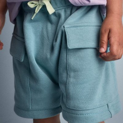 Toddler Boy French Terry Cargo Shorts - Teal