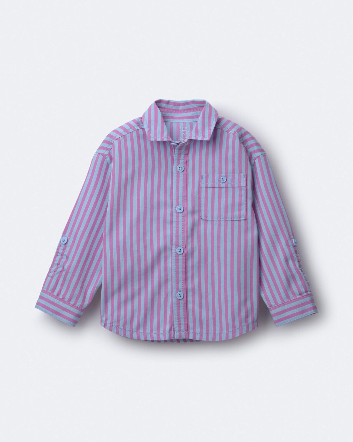Toddler Boy Button-Down Long-Sleeve Shirt in Stripes - Blue/Purple