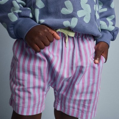 Toddler Boy Playground Shorts in Stripes - Blue/Purple