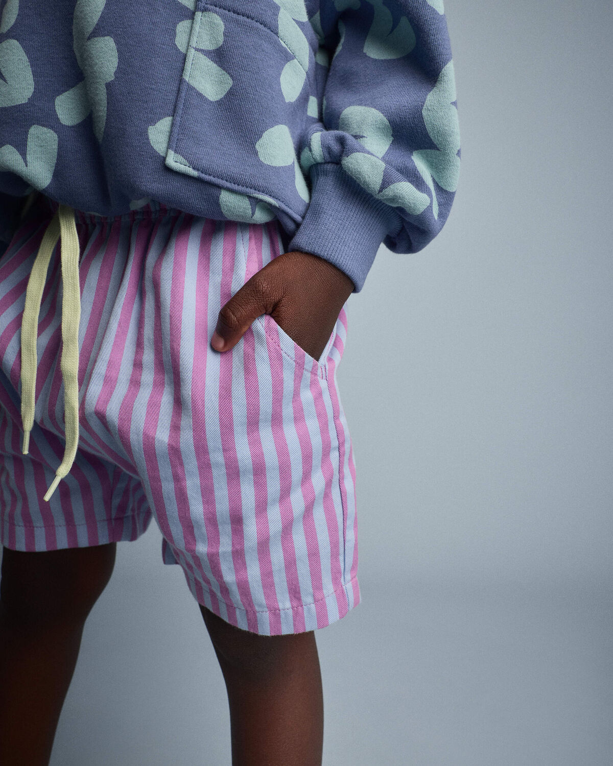 Toddler Boy Playground Shorts in Stripes - Blue/Purple - Image 3