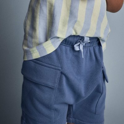 Toddler Boy French Terry Cargo Shorts - Slate Blue