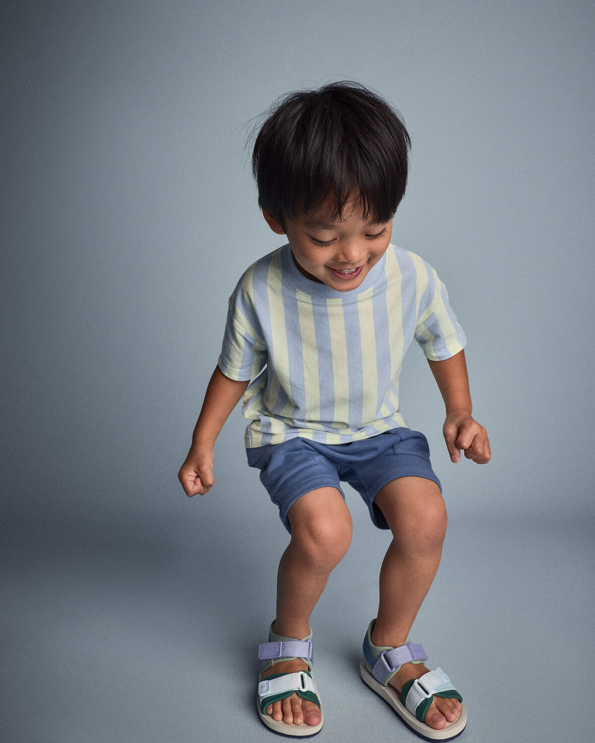 Toddler Boy French Terry Cargo Shorts - Slate Blue - Image 4