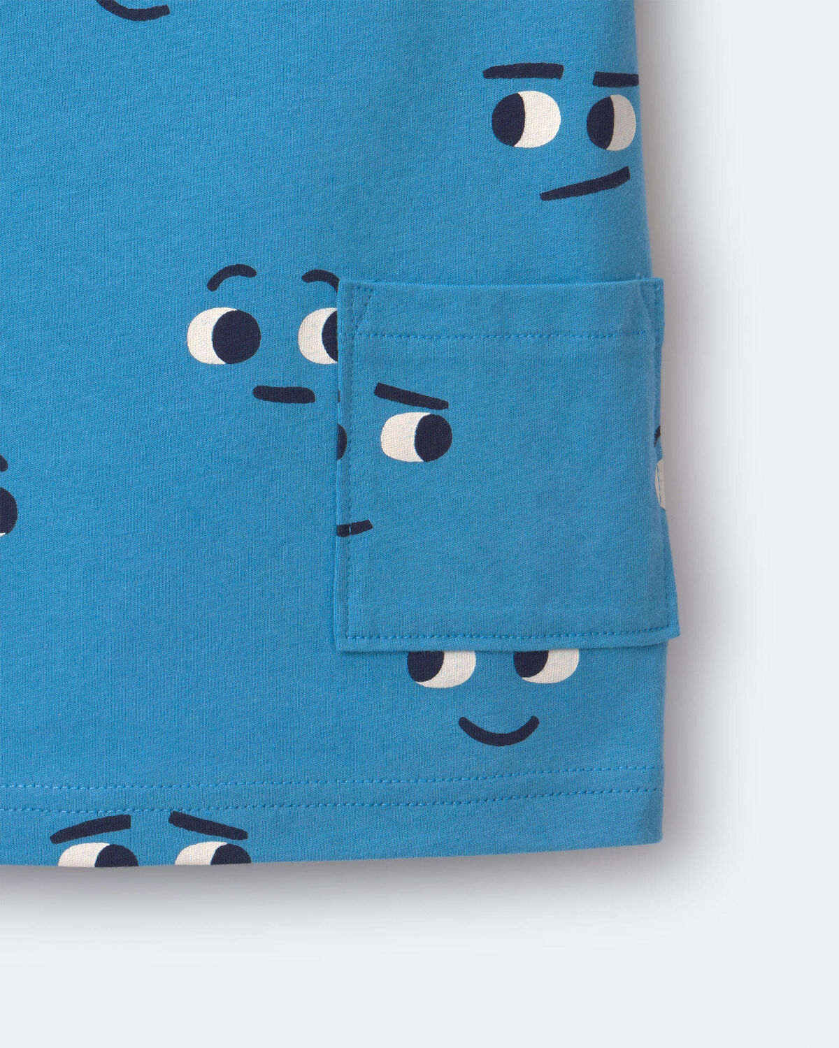 Toddler Otter Pocket Tee in Face Print - Blue - Image 5