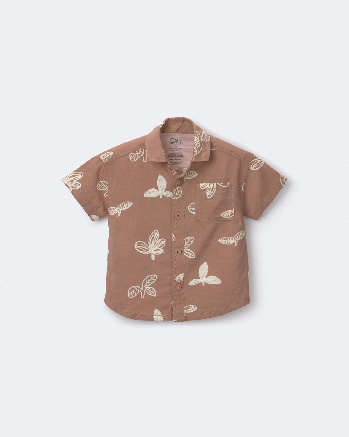 Toddler Boy Button-Down Short-Sleeve Shirt in Plant Print - Light Brown - Image 2
