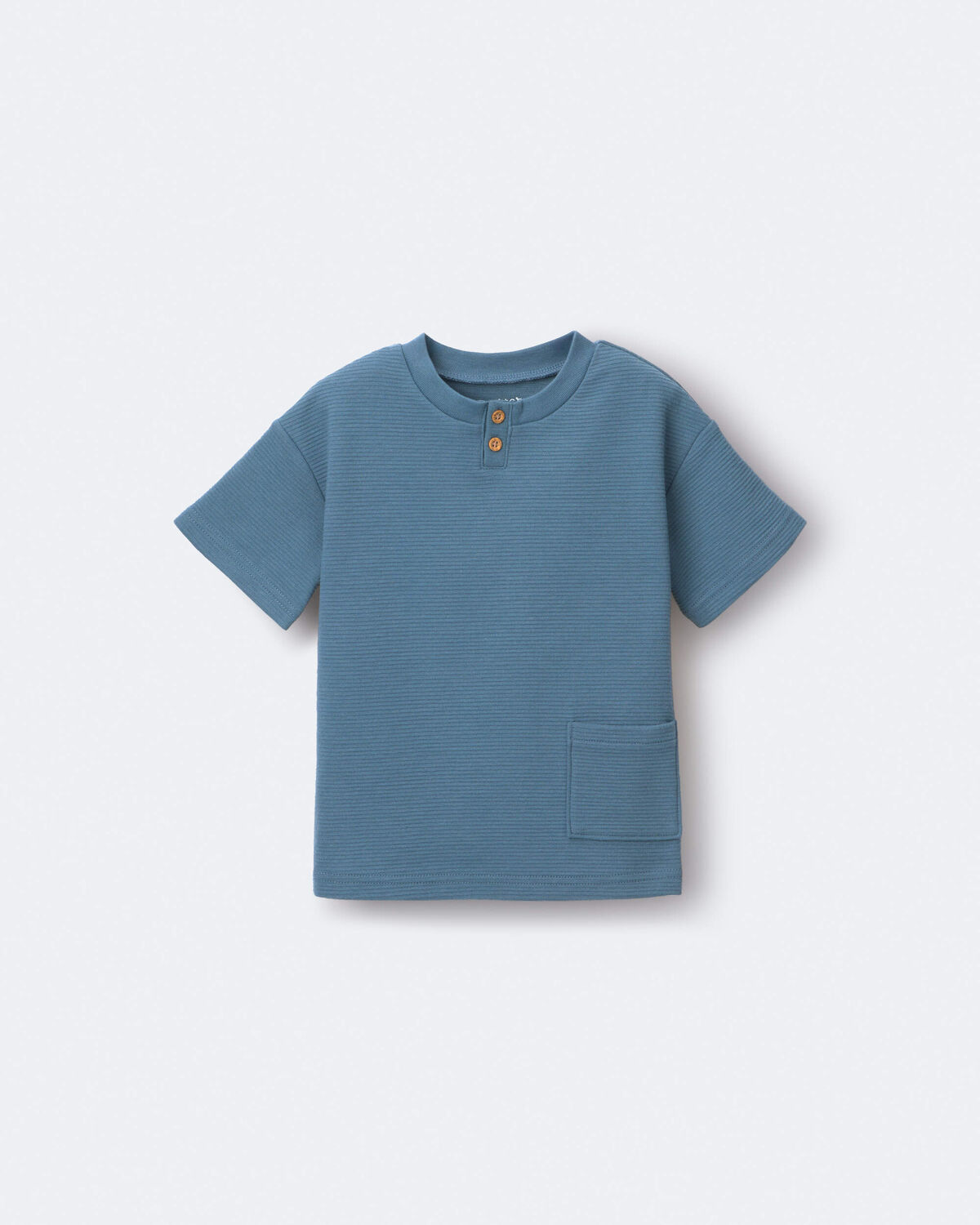 Toddler Boy Henley Tee with Pocket - Slate Blue - Image 2