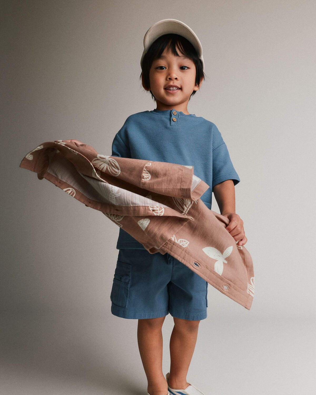 Toddler Boy Henley Tee with Pocket - Slate Blue - Image 3