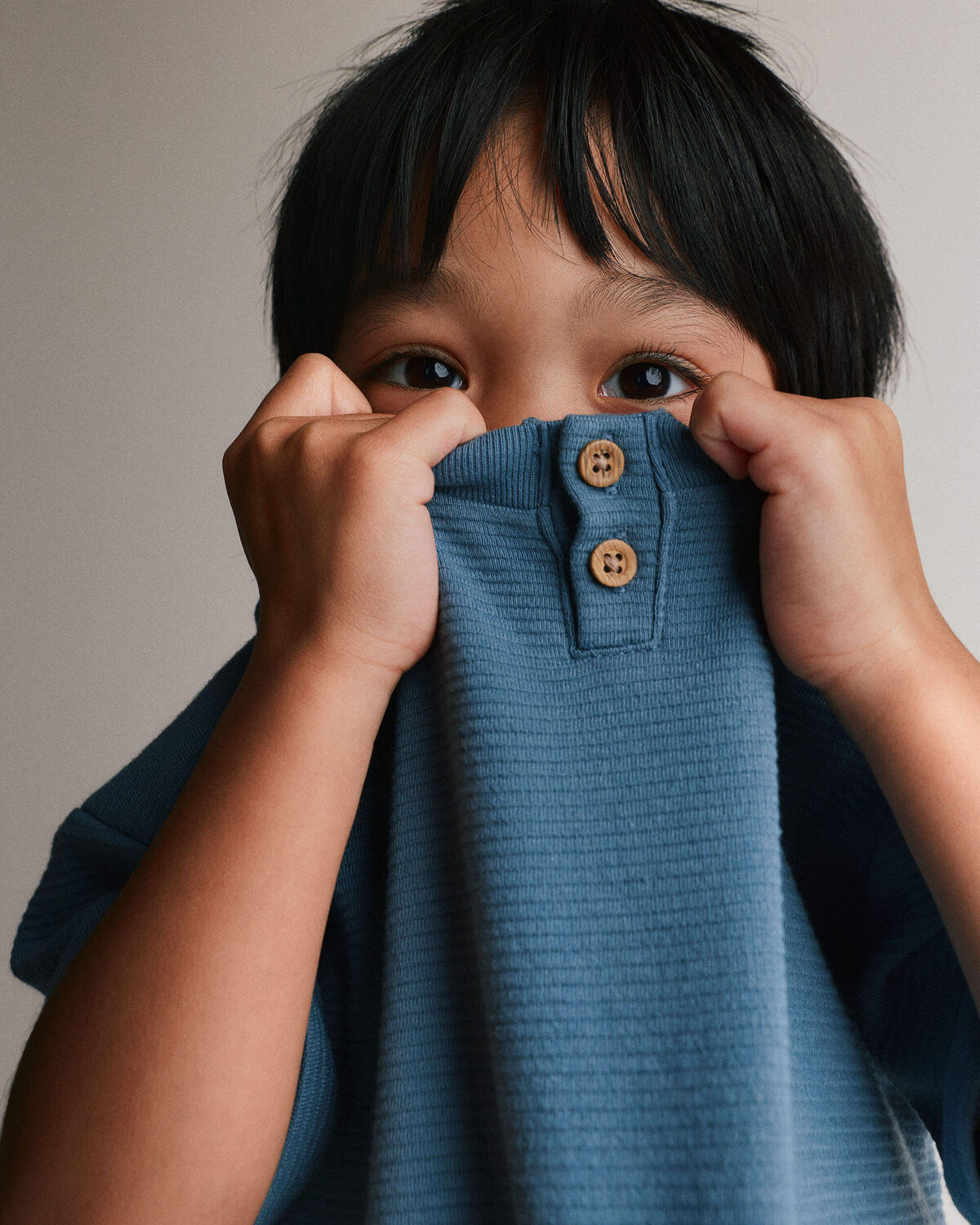 Toddler Boy Henley Tee with Pocket - Slate Blue - Image 4