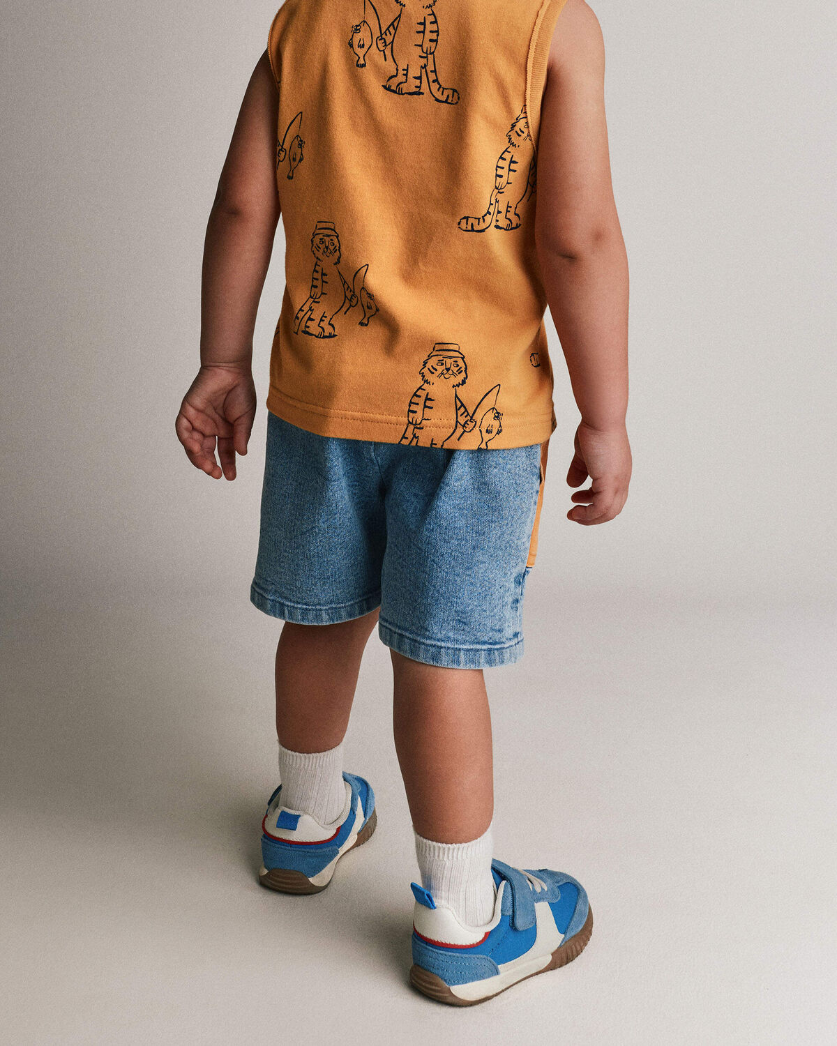 Toddler Colorblock Long-Line Shorts in Denim - Image 4