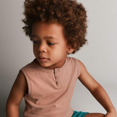 Toddler Boy Henley Tank - Light Brown