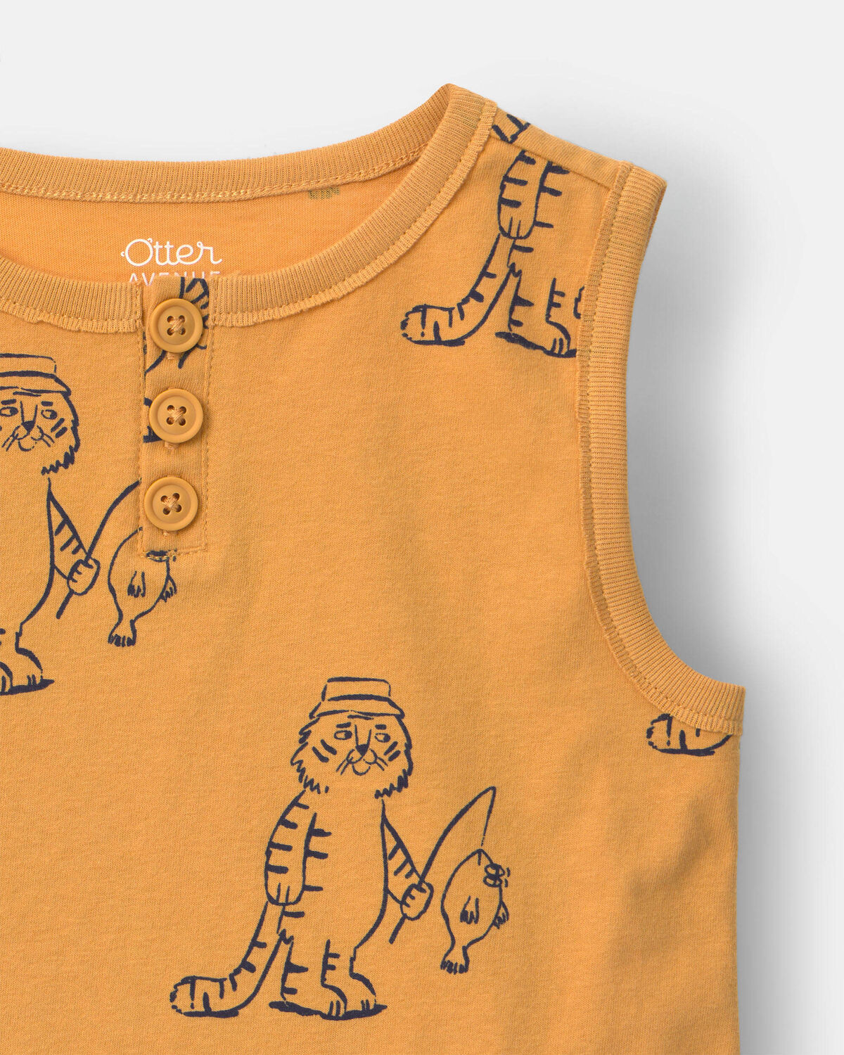 Toddler Boy Henley Tank in Fishing Tiger Print - Golden Yellow - Image 5