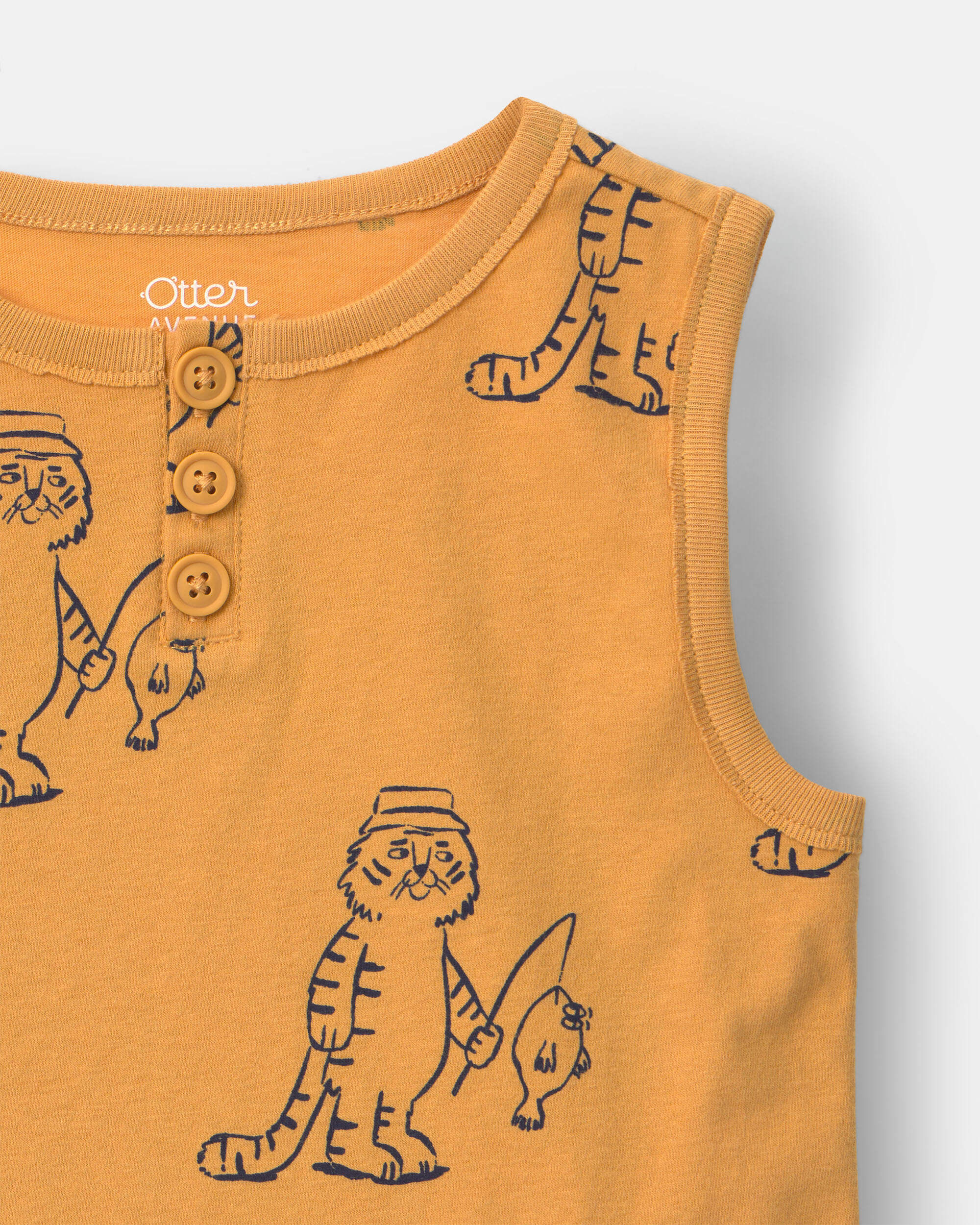 Toddler Boy Henley Tank in Fishing Tiger Print - Golden Yellow - Image 6