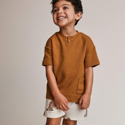 Toddler Boy Henley Tee with Pocket - Golden Yellow