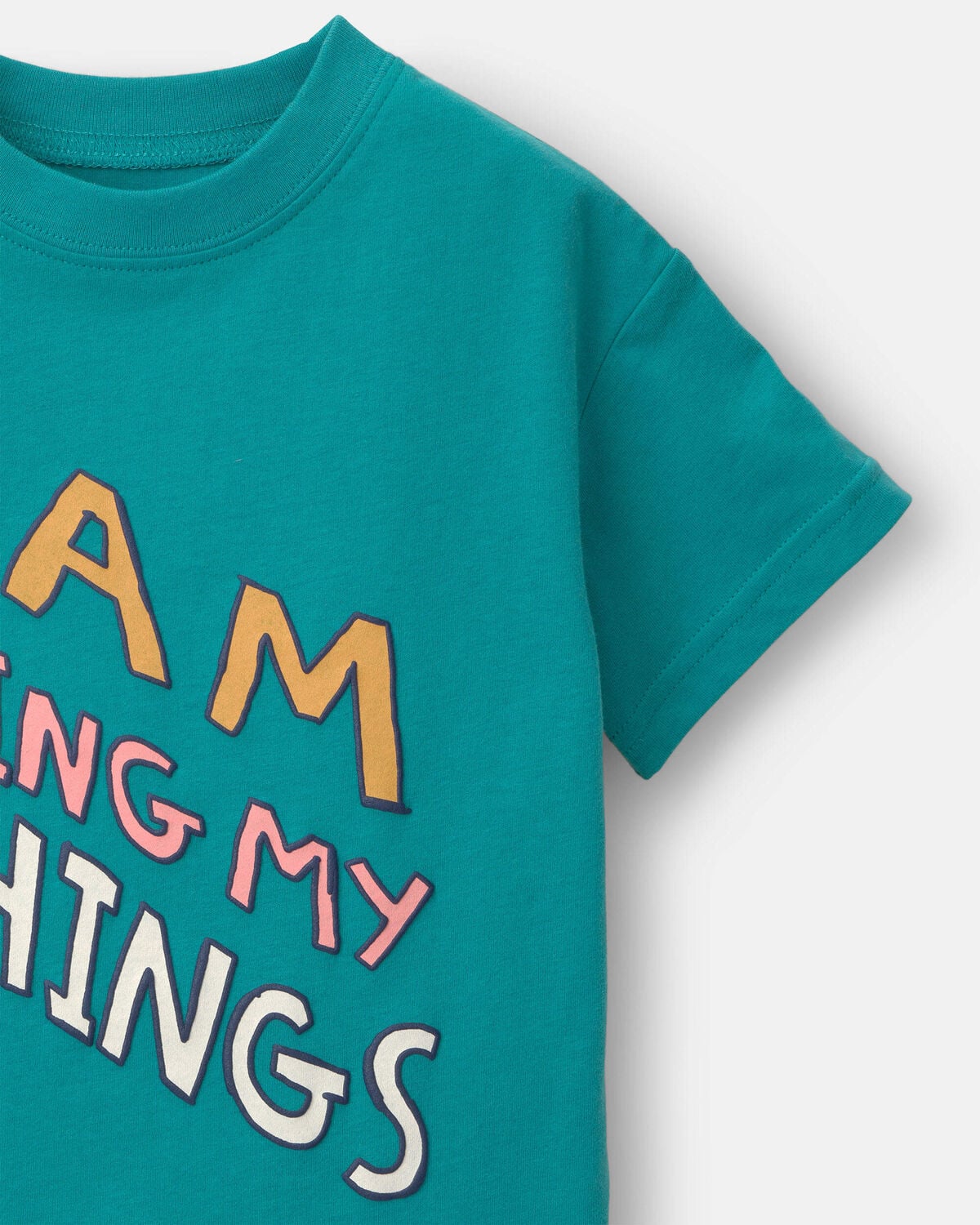 Toddler 'I Am Doing My Things' Relaxed Graphic Tee - Teal - Image 5