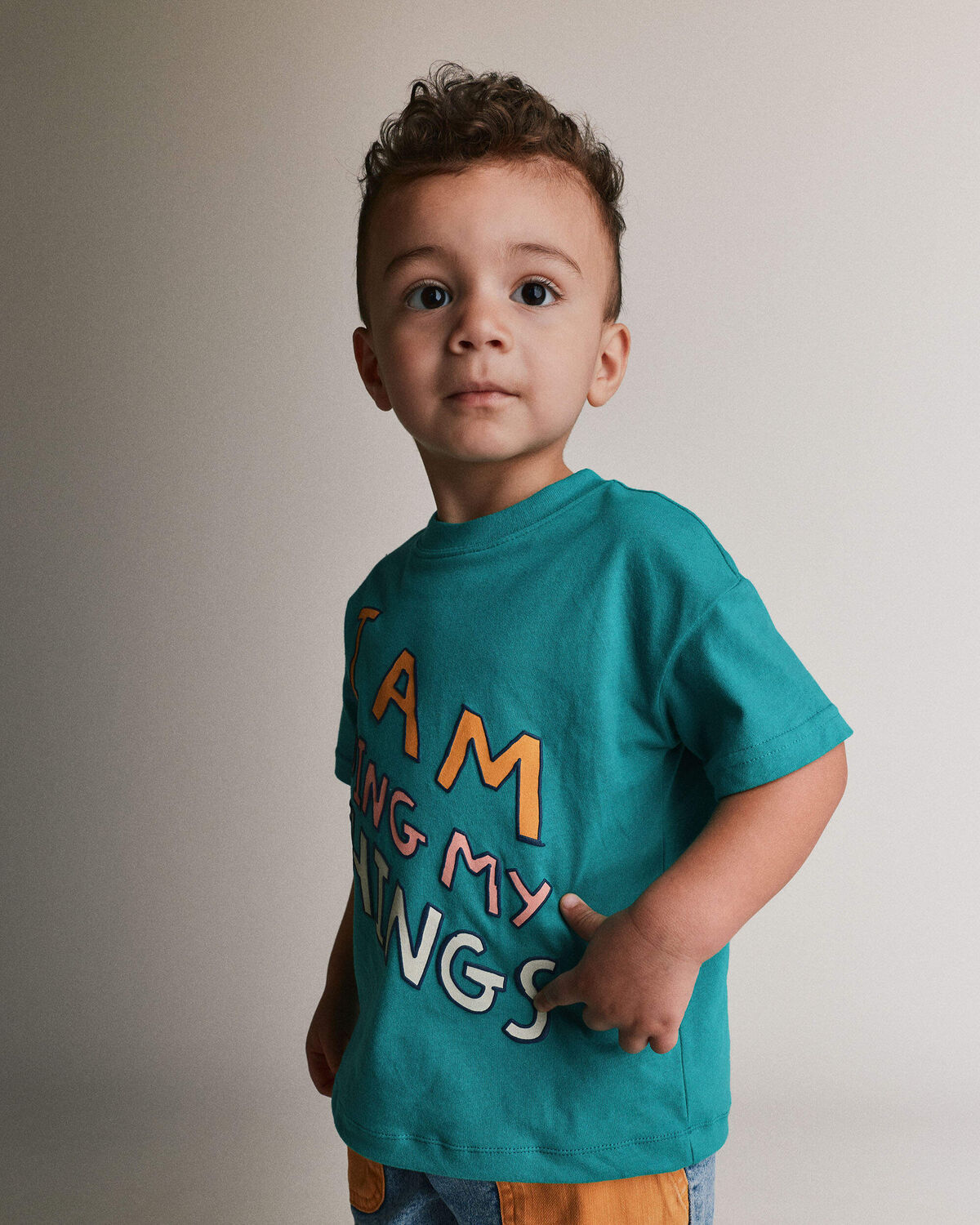Toddler 'I Am Doing My Things' Relaxed Graphic Tee - Teal - Image 4