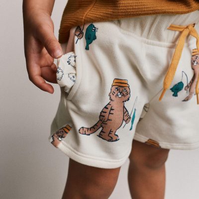 Toddler City Park™ Short in Fishing Tiger Print - Cream