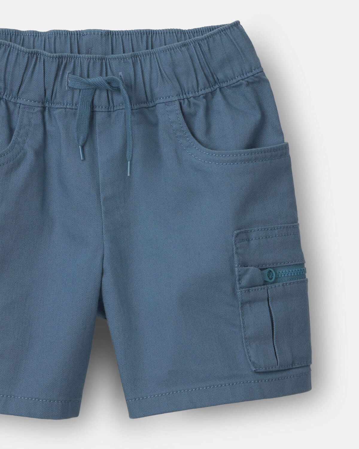 Toddler Boy Cargo Shorts with Zipper Pocket - Slate Blue - Image 6