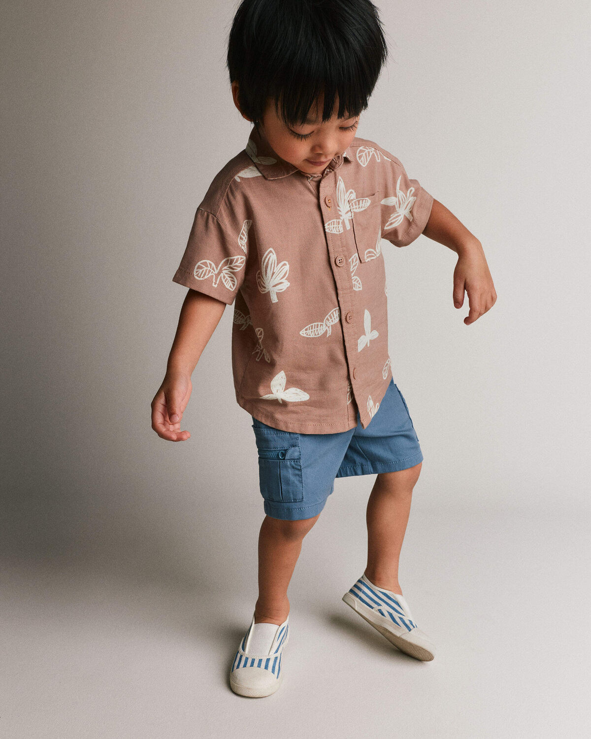Toddler Boy Cargo Shorts with Zipper Pocket - Slate Blue - Image 3