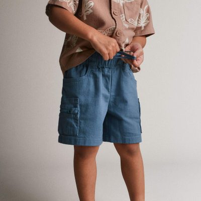 Toddler Boy Cargo Shorts with Zipper Pocket - Slate Blue