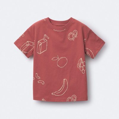 Toddler Relaxed Tee in Snack Print - Red