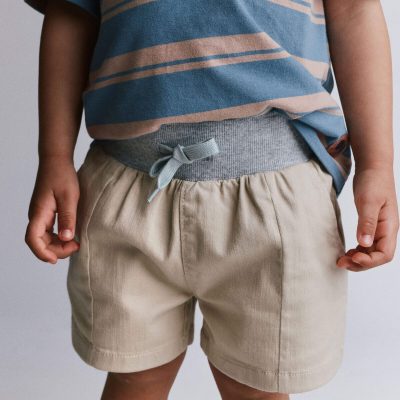 Toddler Boy Long-Line Shorts - Tan